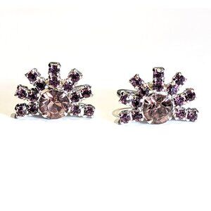 Pink and purple Continental Vintage Screw back earrings